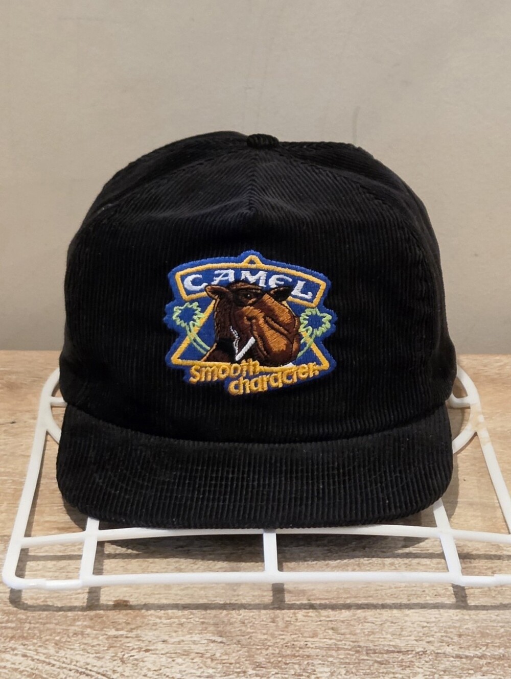 Vintage 90s Joe Camel Cigarettes Smooth Character Corduroy Snapback Hat - Black